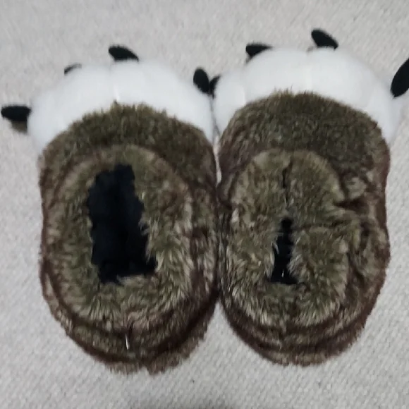 Lazy One Furry Monster Paw Slippers - Brown and White - Picture 2 of 9